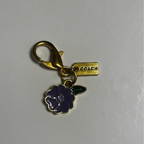 Coach Purple Flower Bag Charm Zipper Pull - Picture 5 of 5